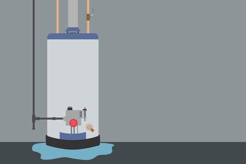 broken and leaky water heater.