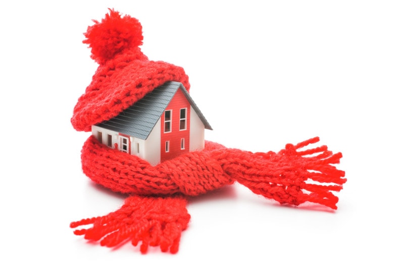 house with red scarf